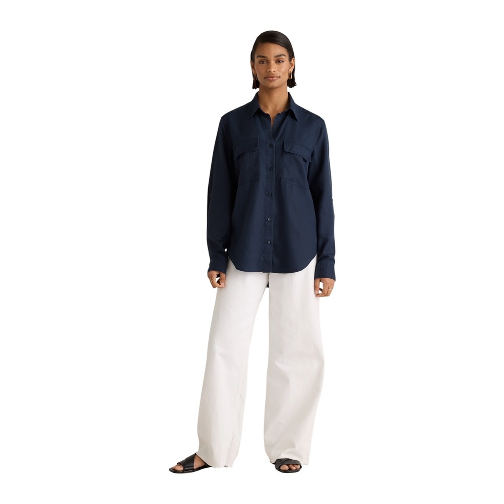 Quince Vintage Wash‎ Tencel Utility Shirt Midnight Blue XL Button Down